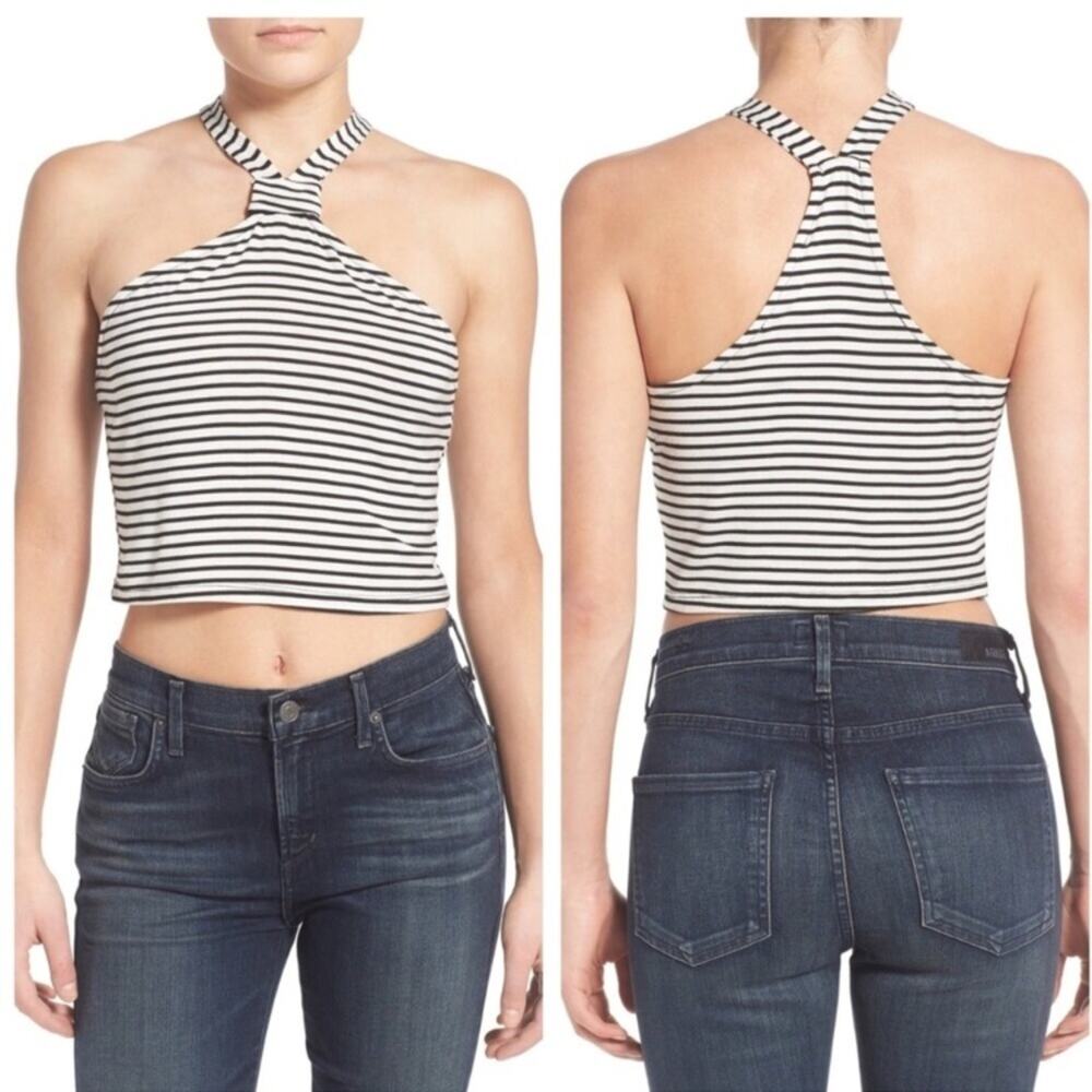 NWT Mimi Chica striped halter crop top large
